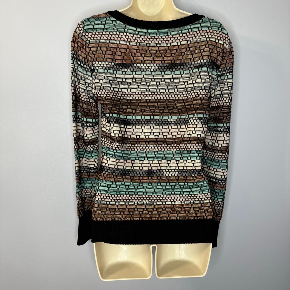 Missoni Wool Blend Textured Knit Multi Scoop Neck Pullover Sweater Made Italy 8 - Picture 2 of 13